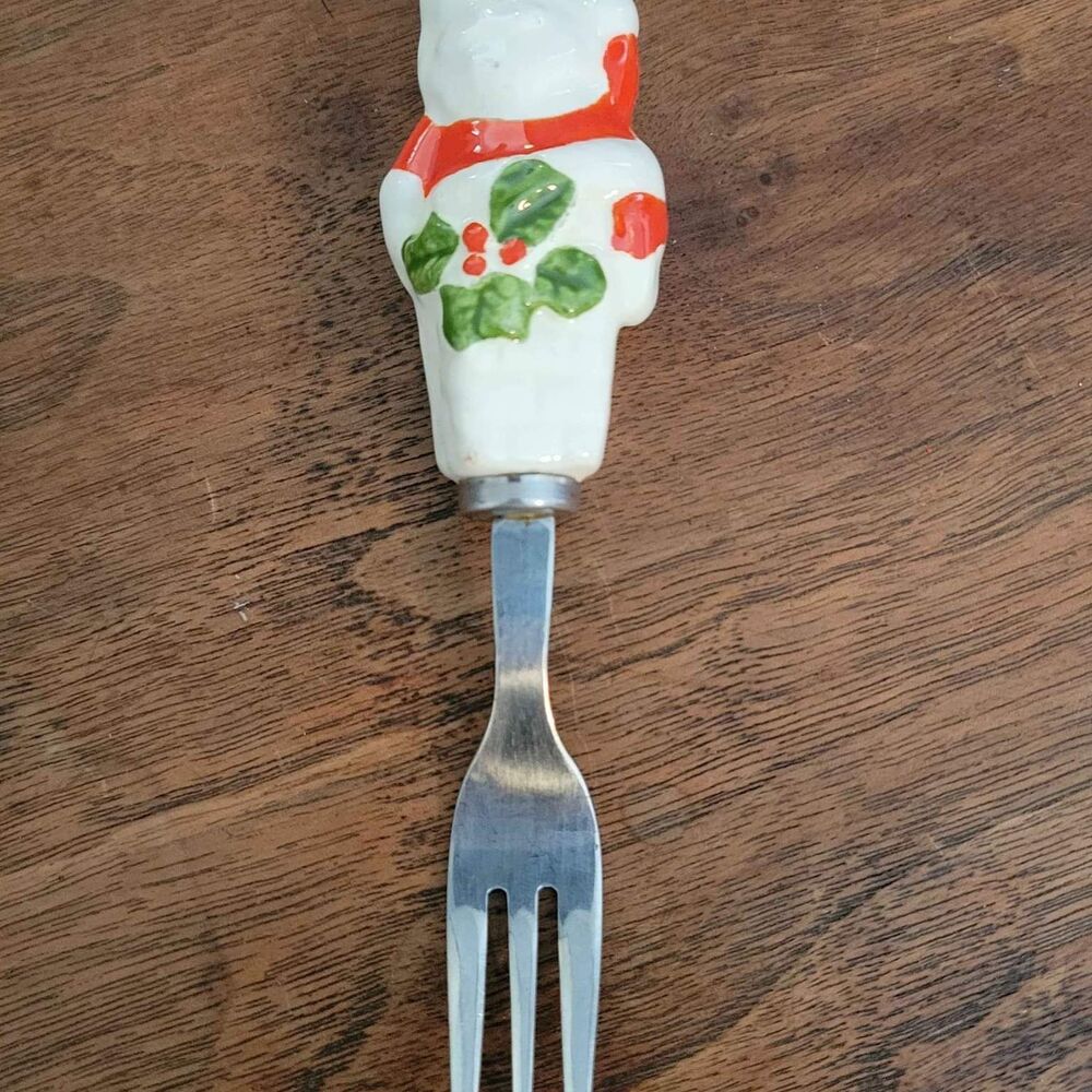 Vintage Japan Porcelain Santa Hors d'oeuvres Fork Pickle Shrimp